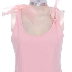 Wildfox Light Pink Tank Top with Sheer Bow Accents